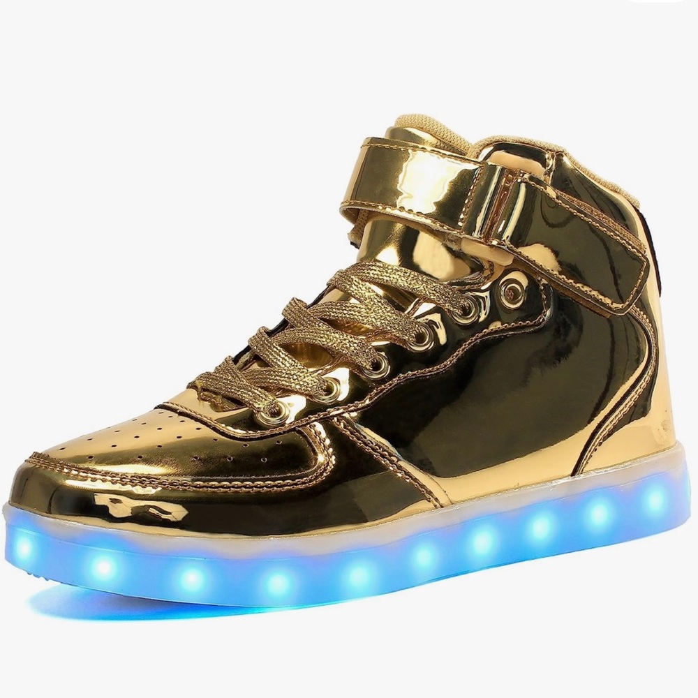 Voovix Light Up LED kids gold high tops